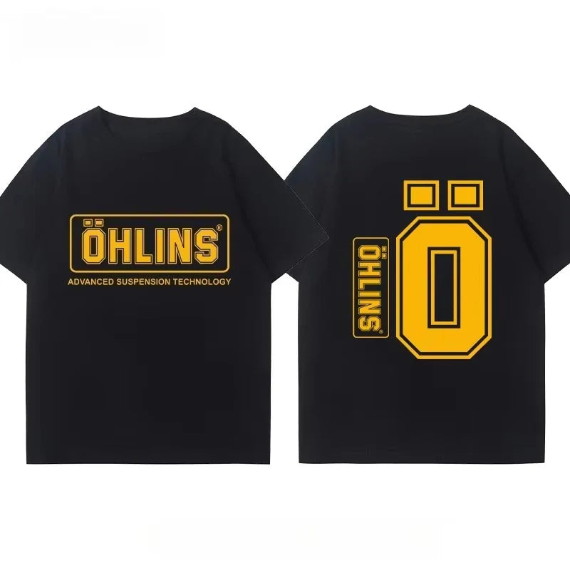 Motorcycle Shock Absorber Modified T-shirt Clothes Casual Trendy Brand Men's Women's Car Club Crew Neck Short-sleeved Top