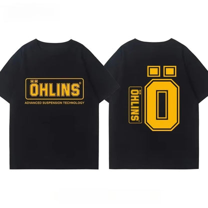 Motorcycle Shock Absorber Modified T-shirt Clothes Casual Trendy Brand Men's Women's Car Club Crew Neck Short-sleeved Top