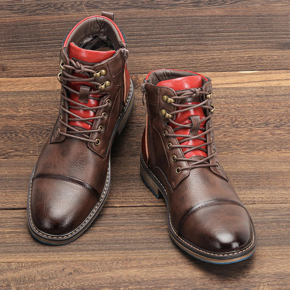 Size 7~13 Retro Men Boots 2023 Fashion Comfortable  Spring Leather Boots