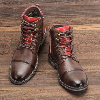 Size 7~13 Retro Men Boots 2023 Fashion Comfortable  Spring Leather Boots