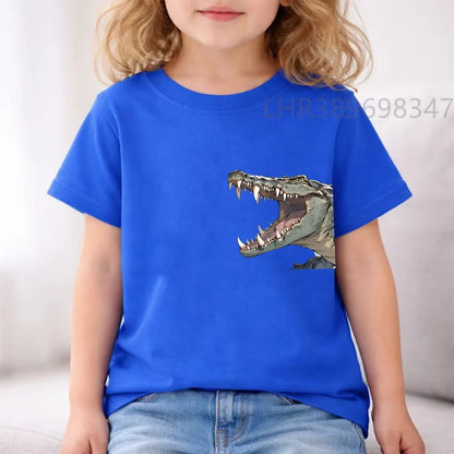 Children Tees Crocodile Head Black Suitable Girls Boy Tshirt+Shorts Kids Set Short Sleeve For Ages 3 And Up Summer Clothing