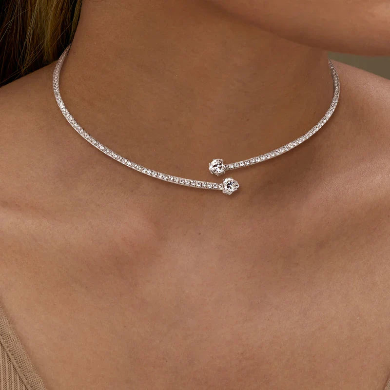 Heart Moissanite Collar Choker Necklace for Women 925 Sterling Silver Simple Open Collar Necklaces Jewelry Accessories