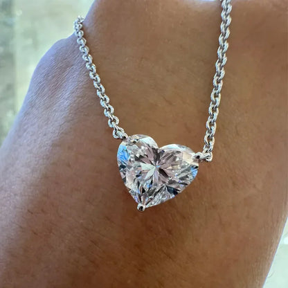 1/2/3ct Heart Cut Moissanite Pendant Necklace S925 Pure Silver Plated 18K Gold Women Necklace jewelry Gift GRA Certified