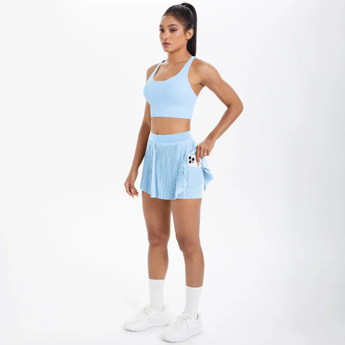 2pcs New Sexy Yoga Set Backless Cross Straps Sports Bra Fashion Breathable Culotte Yoga Shorts With Pocket Gym Women Sports Set