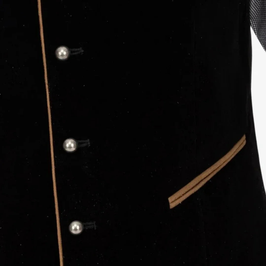 Men Vest Black Suede Velvet High Neck Single Breasted Waistcoat For Wedding Banquet Business Work Casual Daily Men Suit Vest