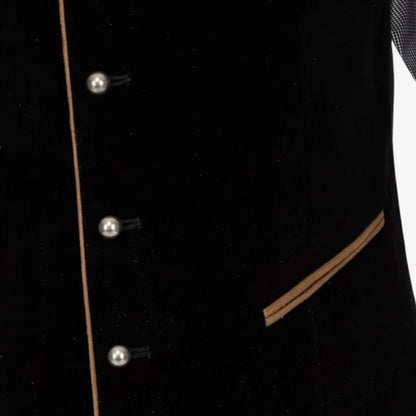 Men Vest Black Suede Velvet High Neck Single Breasted Waistcoat For Wedding Banquet Business Work Casual Daily Men Suit Vest