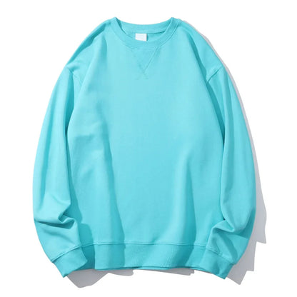 380g Tight Match Heavy Inverted Triangle Loose Versatile Solid Cotton Vintage Autum Winter Long Sleeve Round Neck Sweater