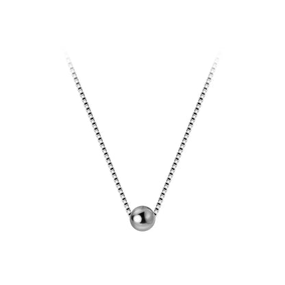 Trendy Tiny Simple Bead Necklace Pendant New Sale 100% 925 Sterling Silver Round Jewelry For Women & Girls Party Gift