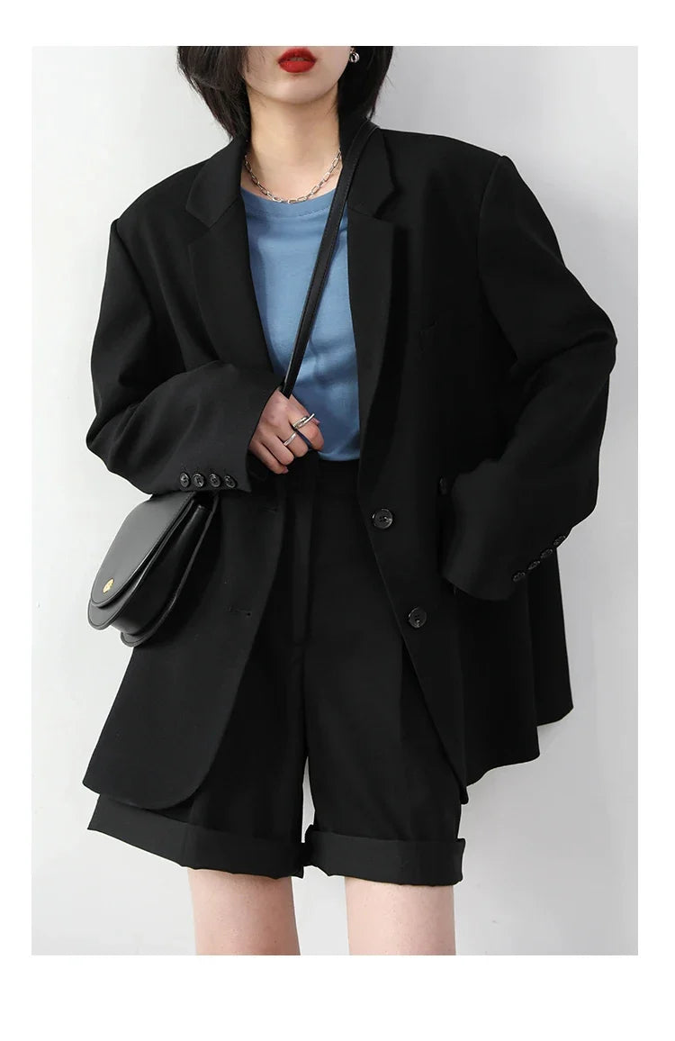 Women's Blazer Korean Casual Solid Long Sleeve Coats All-match Office Lady Elegant Fashion Clothing Spring Autumn 2026