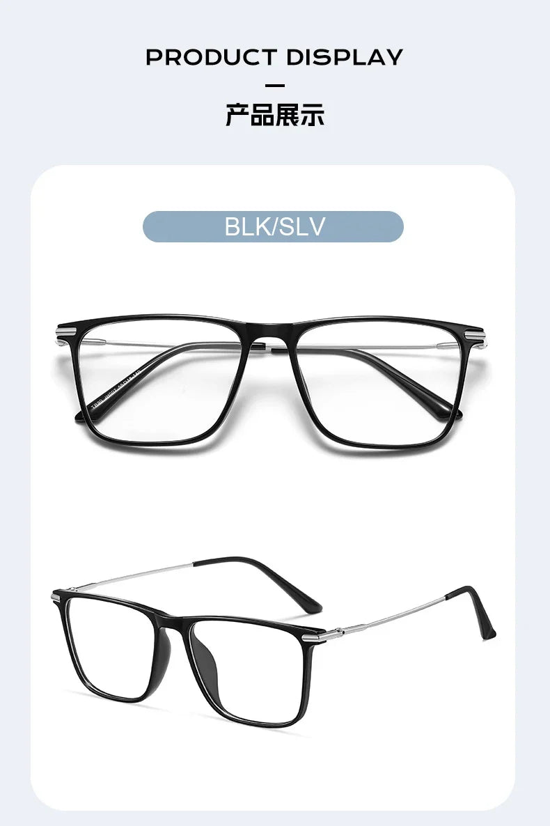 Titanium Classic Men's Square Frames Anti-blue Light Reading Glasses Myopia Can Be Customized Prescription Glasses 007