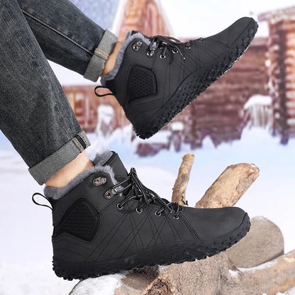 Winter Warm Men Cotton Boots Outdoor Wide Toe Barefoot Snow Boots Breathable Walking Hiking Shoes Comfortable Casual Sneakers