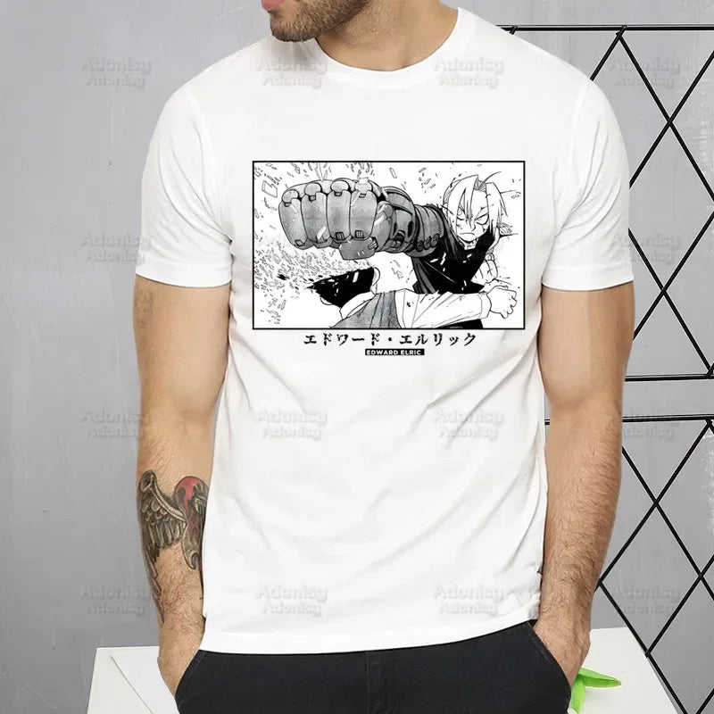 Fullmetal Alchemist T Shirt Harajuku Alphonse Elric TShirts Short Sleeve Fashion Casual Edward Elric T-Shirt Tops Tees