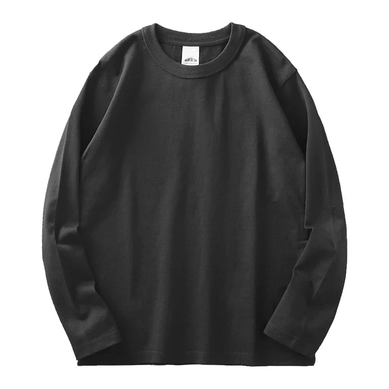 11.2 Oz Heavyweight Autumn Long Sleeved T Shirt for Men 100%Cotton Plain Shirt O-Neck White Tops Oversized Men's Clothing