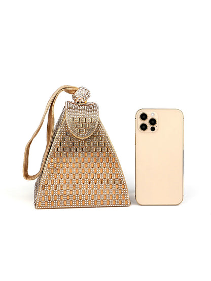 Fashion Lady Evening Bags Acrylic Day Clutch Triangle Design Diamonds Party Shoulder Handbags Banquet Purse