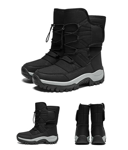 New Warm Men Plush Snow Boots High Top Winter Men's Boots Waterproof Winter Motorcycle Boots Outdoor Anti-Slip Men Hiking Boots