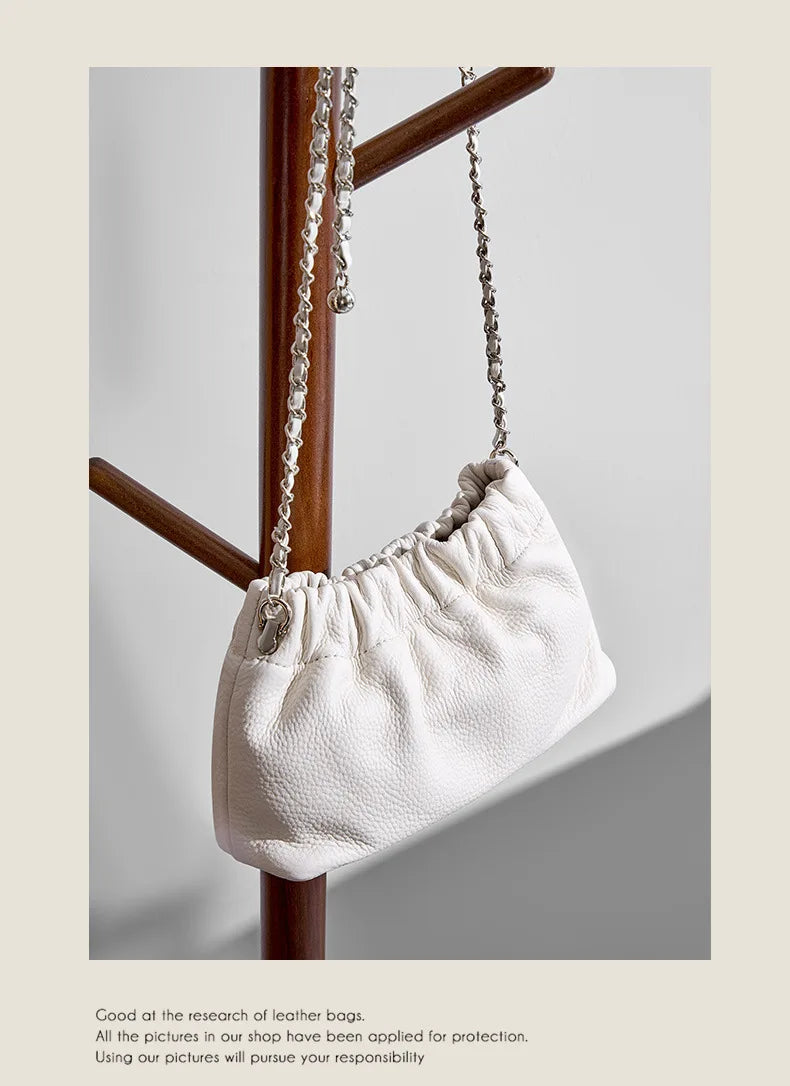Genuine Leather Women Shoulder Bags Luxury Brand Small Chain Flap Bags for Ladies Handbag Natural Cowskin Female Crossbody Bags