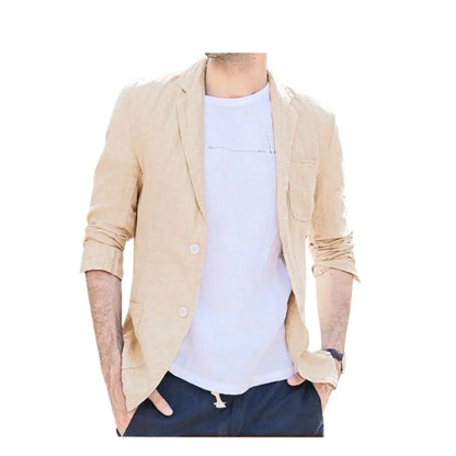 Linen Sun Protection Jacket Blazer - Men Fashionable Business Travel Wedding Versatile Casual Lightweight Cool Breathable Blazer