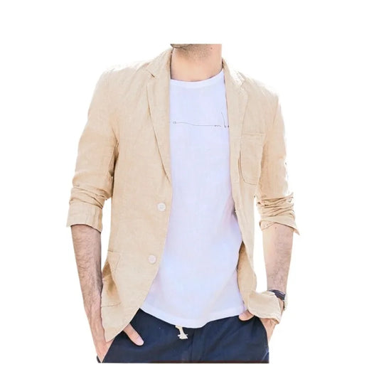 Linen Sun Protection Jacket Blazer - Men Fashionable Business Travel Wedding Versatile Casual Lightweight Cool Breathable Blazer