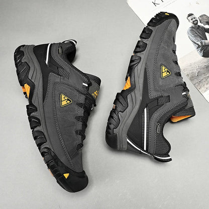 High Quality Men Hiking Shoes Durable Leather Climbing Shoes Outdoor Walking Sneakers Rubber Sole Factory Outlet