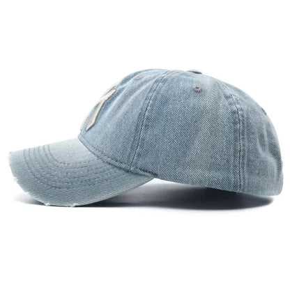 Unisex Letter Embroidery Washed Cowboy Baseball Caps Spring and Autumn Outdoor Adjustable Casual Hats Sunscreen Hat