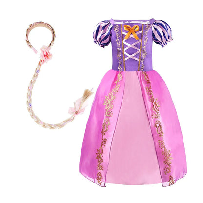 Kids Rapunzel Dress Children Party Tangle Costume Girls Summer Birthday Fantasy Cosplay Carnival Halloween Clothes 3-8 Years