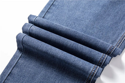2026 New Autumn Men's Blue Straight-leg Jeans Business Casual Cotton Stretch Denim Pants Male Brand Plus Size 40 42 44