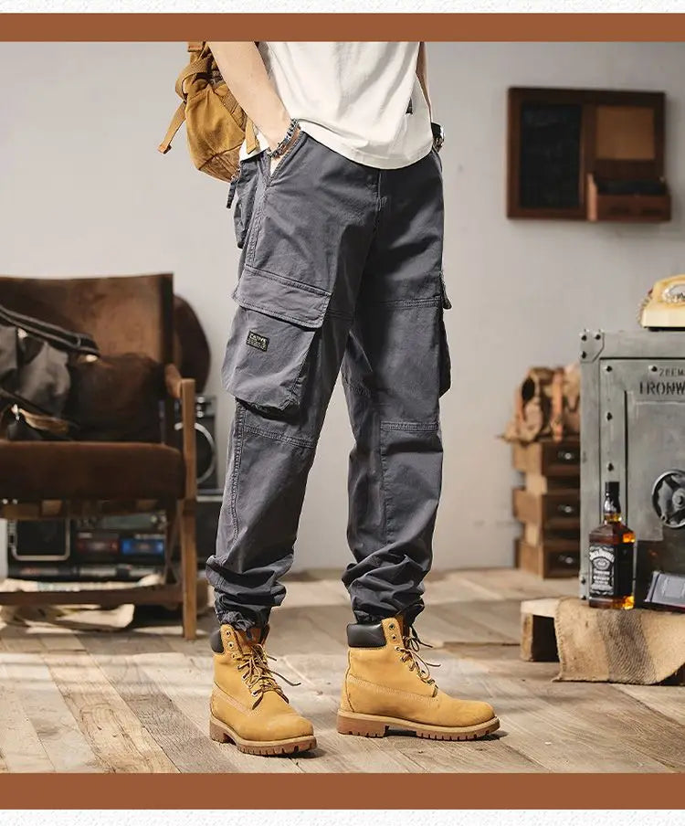 Men Fashion Military Cargo Pants Regualr Straight Fit Cotton Camouflage Green Black Grey Color Trousers W9202