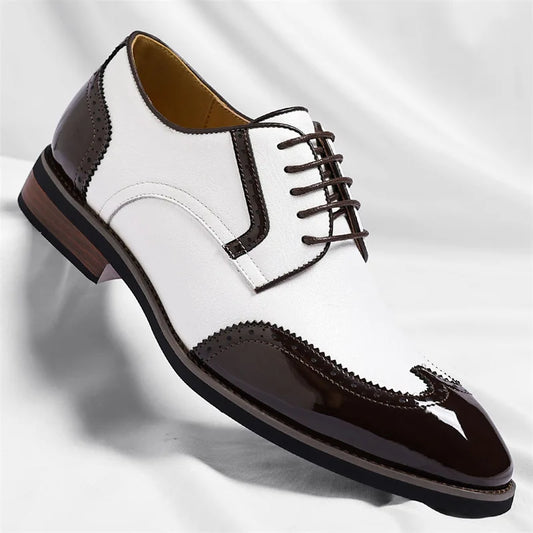 New Designer Business Leather Shoes for Men Color Match Lace Designer Casual Shoes Male Spring Autumn New Dress Brogue Shoe Man