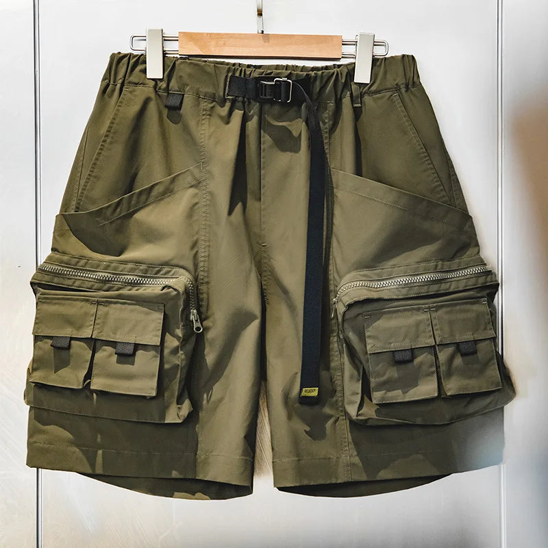 Outdoor Tactical Shorts Men's Summer Lightweight Multi-Pocket Adjustable Waist Cargo Shorts Green Hiking Casual Bottoms