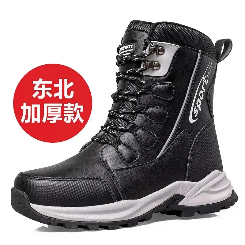 Mens Snow Boots Thickened Velvet Winter Boots Rotating Buckle Design Mid-calf Boots Plush Warm Cotton Shoes for Men Botas Hombre