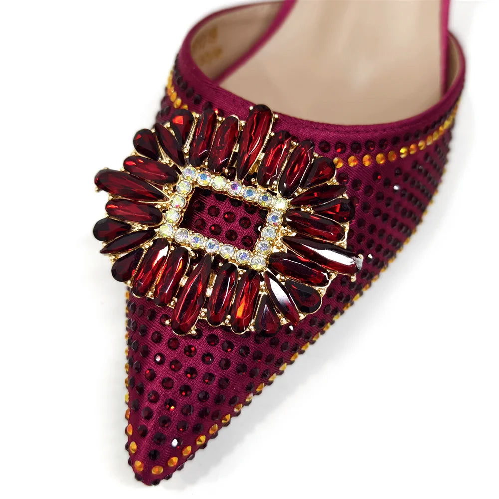Stylish Nigerian Women's Party Shoe and Handbag Set – Classic Pointed Toe Medium Heel Footwear for Special Occasions