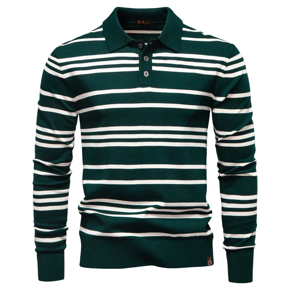 2025 Color Block Polo Men Striped Long Sleeve New Autumn Designer Social Business Premium T-shirts Male