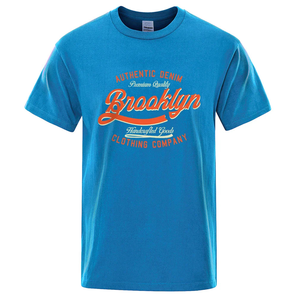 Letter, Brooklyn, New York City, Usa T Shirt Men Fashion O-Neck Tshirts Summer Cotton Tops Fashion Loose Street Hip Hop T-Shirts