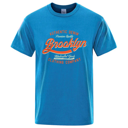 Letter, Brooklyn, New York City, Usa T Shirt Men Fashion O-Neck Tshirts Summer Cotton Tops Fashion Loose Street Hip Hop T-Shirts