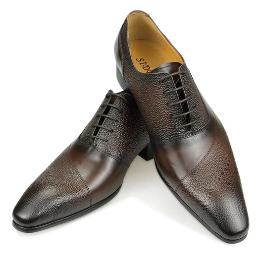 Men's Dress Shoes Formal Cap Toe Oxford Genuine Leather Shoes for Men Comfortable Classic Boot Factory Wholesale Drop Shipping