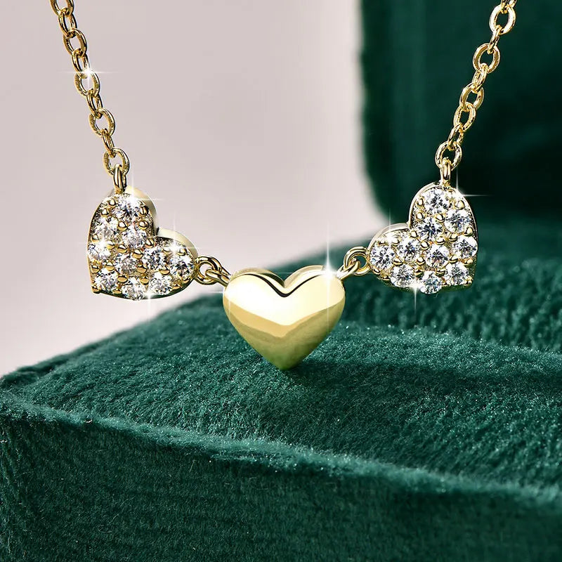 GRA Certified Full Round Moissanite Delicate Love Heart Pendant Necklace for Women 14K Gold Filled Fine Jewelry Gifts