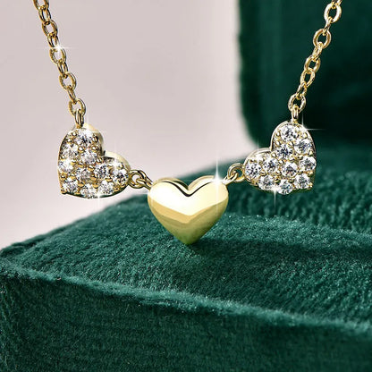 GRA Certified Full Round Moissanite Delicate Love Heart Pendant Necklace for Women 14K Gold Filled Fine Jewelry Gifts