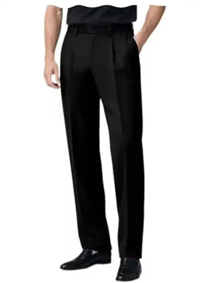 Men's Dress Pants Premium Chinos Business Pleated Wide-Leg Versatile Formal Casual Trousers Daily Office Banquet Wedding Summer