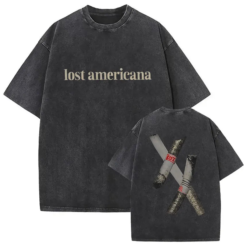 MGK Lost Americana Tour 2025-2026 Vintage Washed T Shirt Men Women Summer Fashion Cotton Short Sleeve T-shirt Fans Gift Clothing