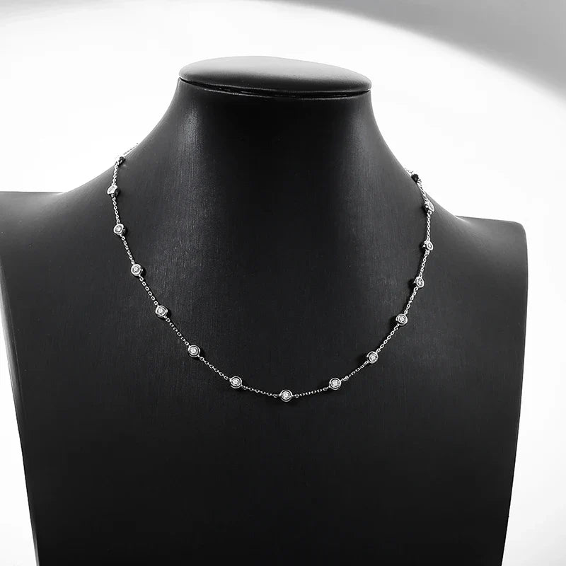 3mm 4mm All Moissanite Necklace for Women 925 Sterling Silver  Round Bubble Diamond Neck Chain Chocker Fine Jewelry GRA