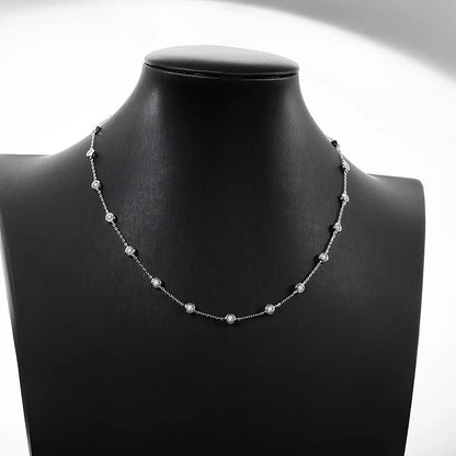 3mm 4mm All Moissanite Necklace for Women 925 Sterling Silver  Round Bubble Diamond Neck Chain Chocker Fine Jewelry GRA