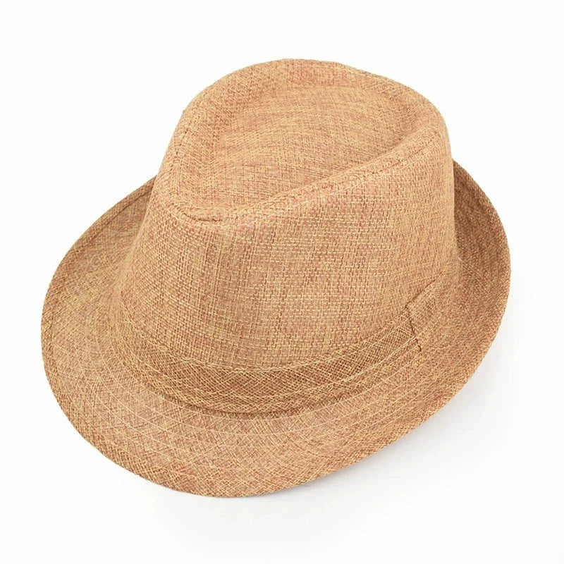 New Summer Linen Fedora Jazz Hat British Style Unisex Straw Hat Beach Sun Hat Sun Protection Korean Style Sun Hat