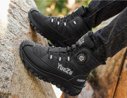 New Winter Oversized Men's Boots Waterproof Cold Resistant Plush and Warm Snow Boots Outdoor Thick Soled Casual Work Boots