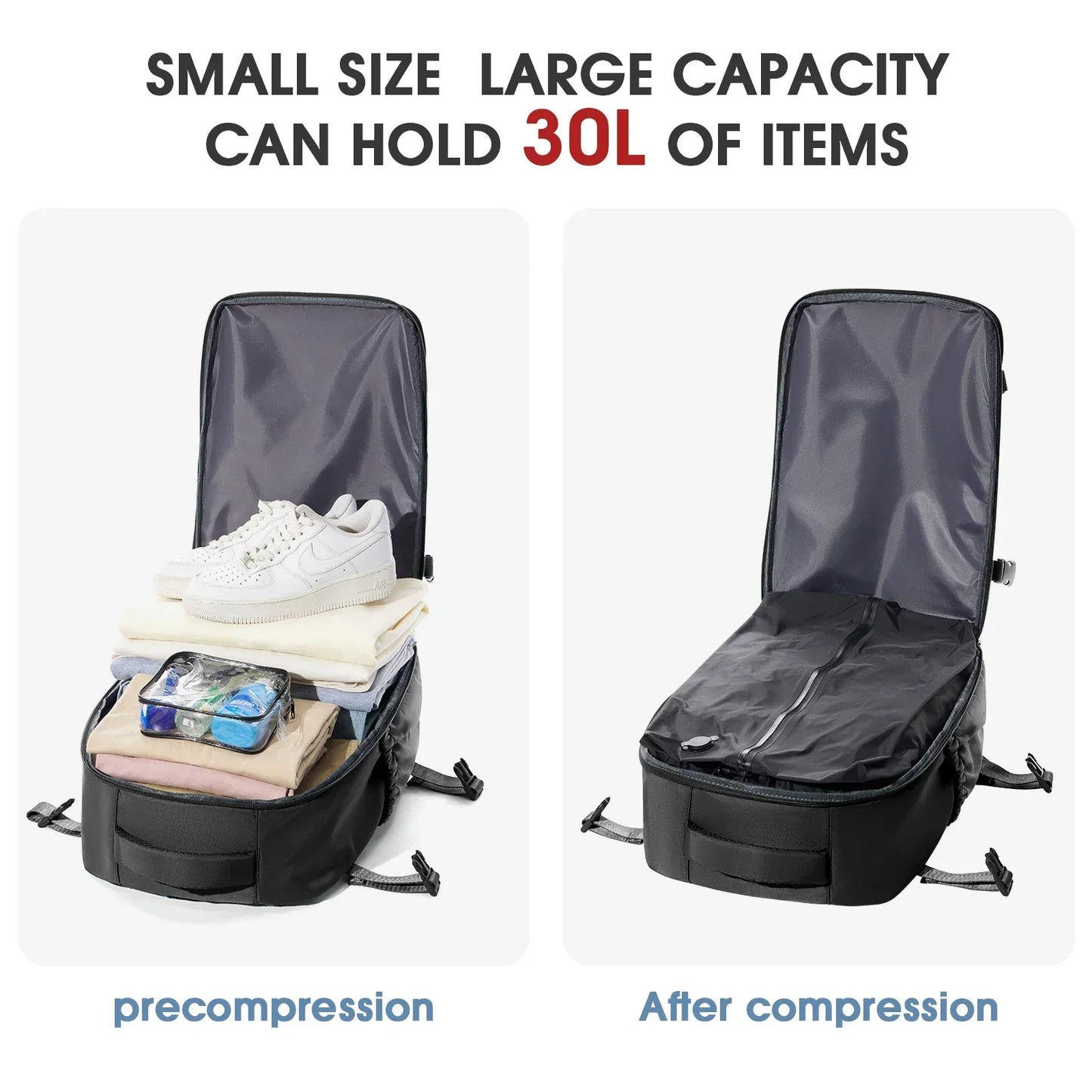 Vacuum Backpack Travel Bag for Men Large Capacity Backpack Business Laptop Backpack Women Men Expandable Backpack School Bag
