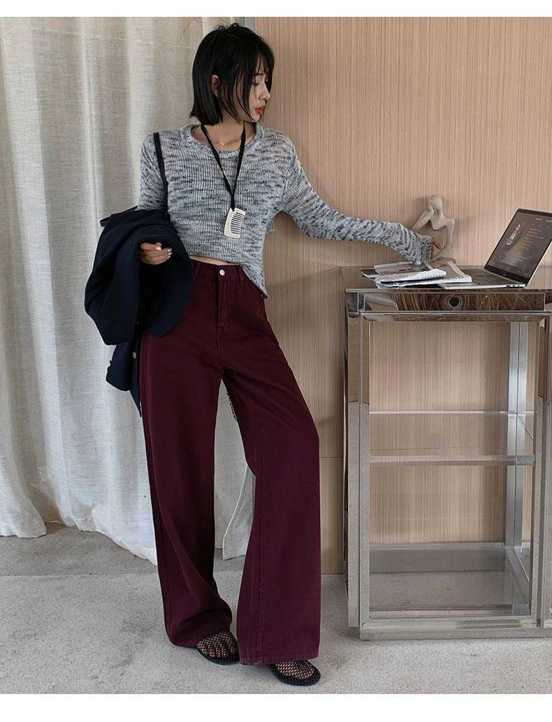 FINEWORDS Vintage High Waist Loose Jeans Women Wide Leg Korean Casual Washed Denim Jeans Streetwear Harajuku Wide Leg Jeans