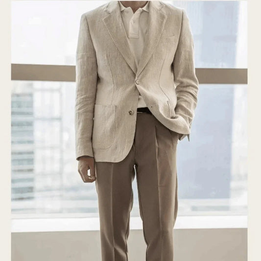 Summer Linen Casual Breathable Men's Lightweight Breathable Slim-Fit Blazer Vintage Italian Style Trendy