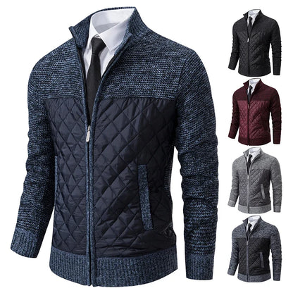 Autumn Winter Sweater Men's Loose Cardigan New Cold High Neck Jumpers Patchworked Windbreaker Casual Jackets