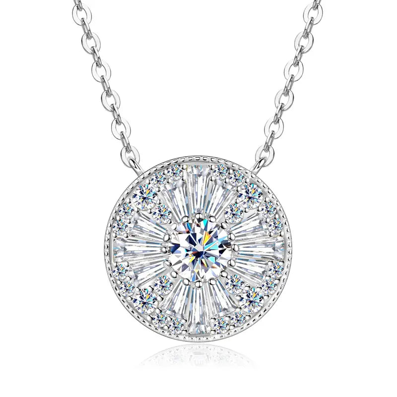 GRA Certified D VVS1 5mm Moissanite Round Charm Pendant Necklace Chain for Women 14K Gold Filled Fine Neck Jewelry Gift
