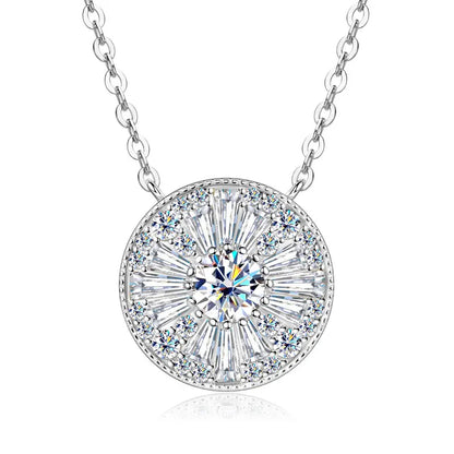 GRA Certified D VVS1 5mm Moissanite Round Charm Pendant Necklace Chain for Women 14K Gold Filled Fine Neck Jewelry Gift