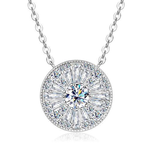 GRA Certified D VVS1 5mm Moissanite Round Charm Pendant Necklace Chain for Women 14K Gold Filled Fine Neck Jewelry Gift